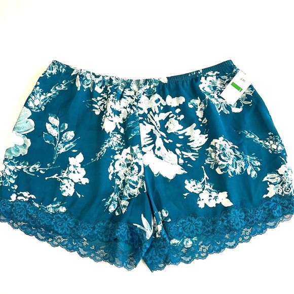NWT Elysian Teal Print Lace Trimmed Cami/Short Pajama Set, Size L - Picture 7 of 7